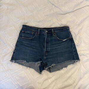 Levi High-Rise Dark Wash 501 Denim Shorts